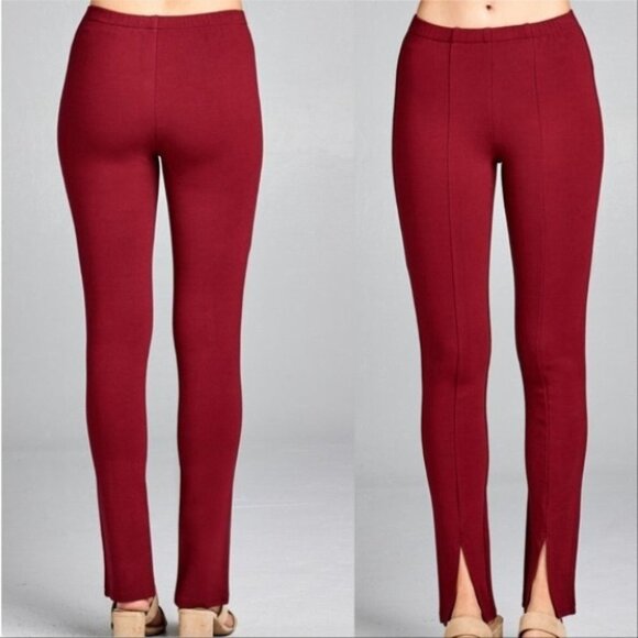 MONICA Burgundy Skinny Pants - Picture 6 of 9